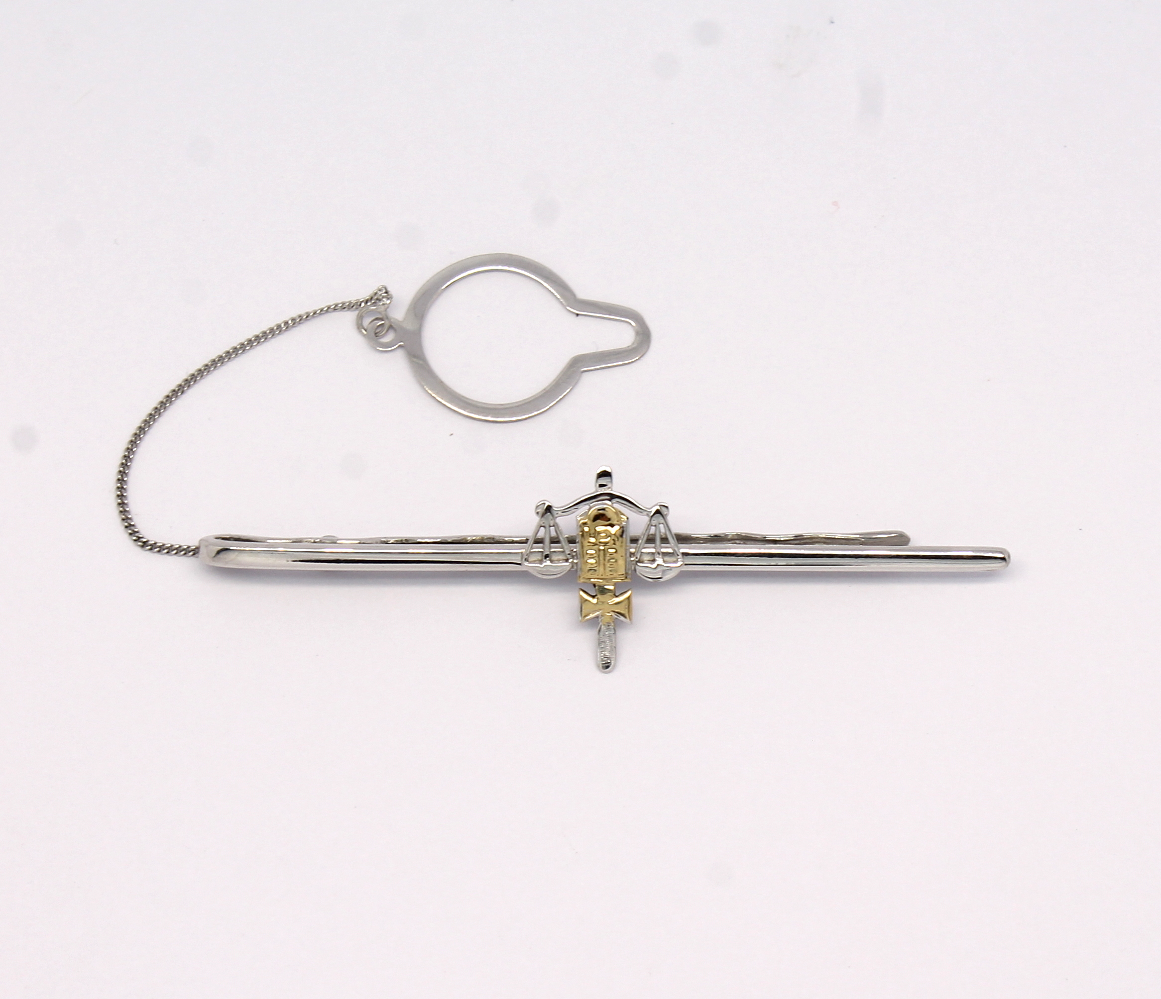 Prendedor de Gravata Bacharel em Direito Ouro Branco Ouro Amarelo 18k 750 (2)