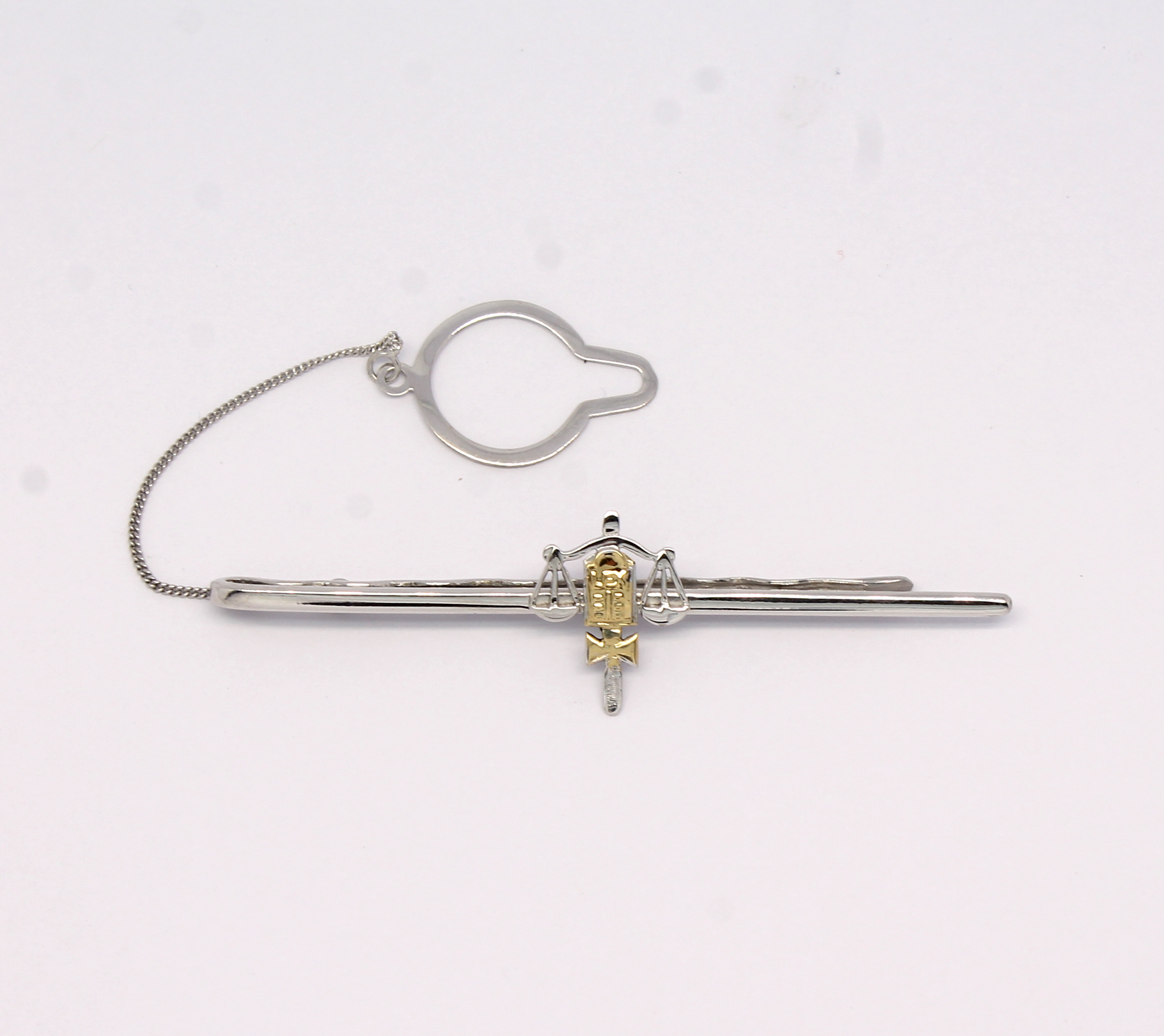 Prendedor de Gravata Bacharel em Direito Ouro Branco Ouro Amarelo 18k 750 (3)