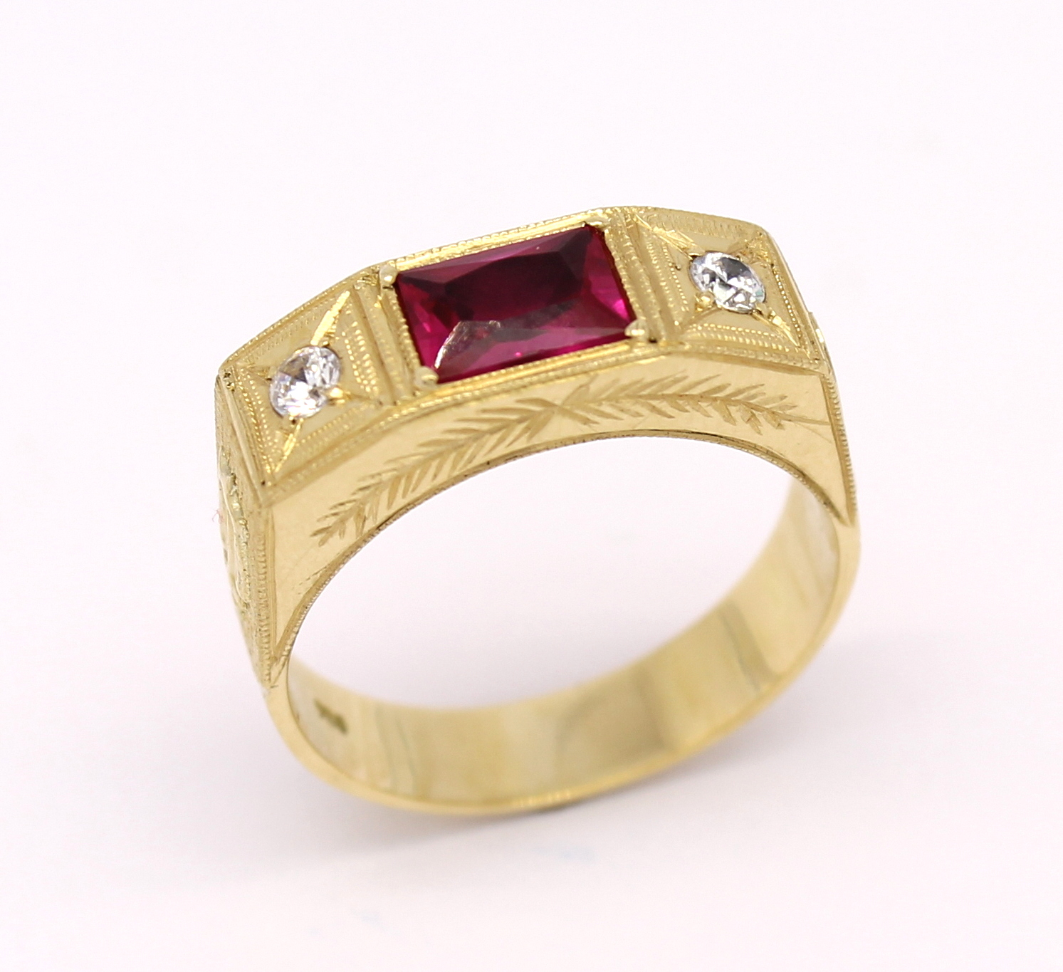 Anel de Formatura Masculino Pedras Sintéticas Ouro Amarelo 18k 750 (1)