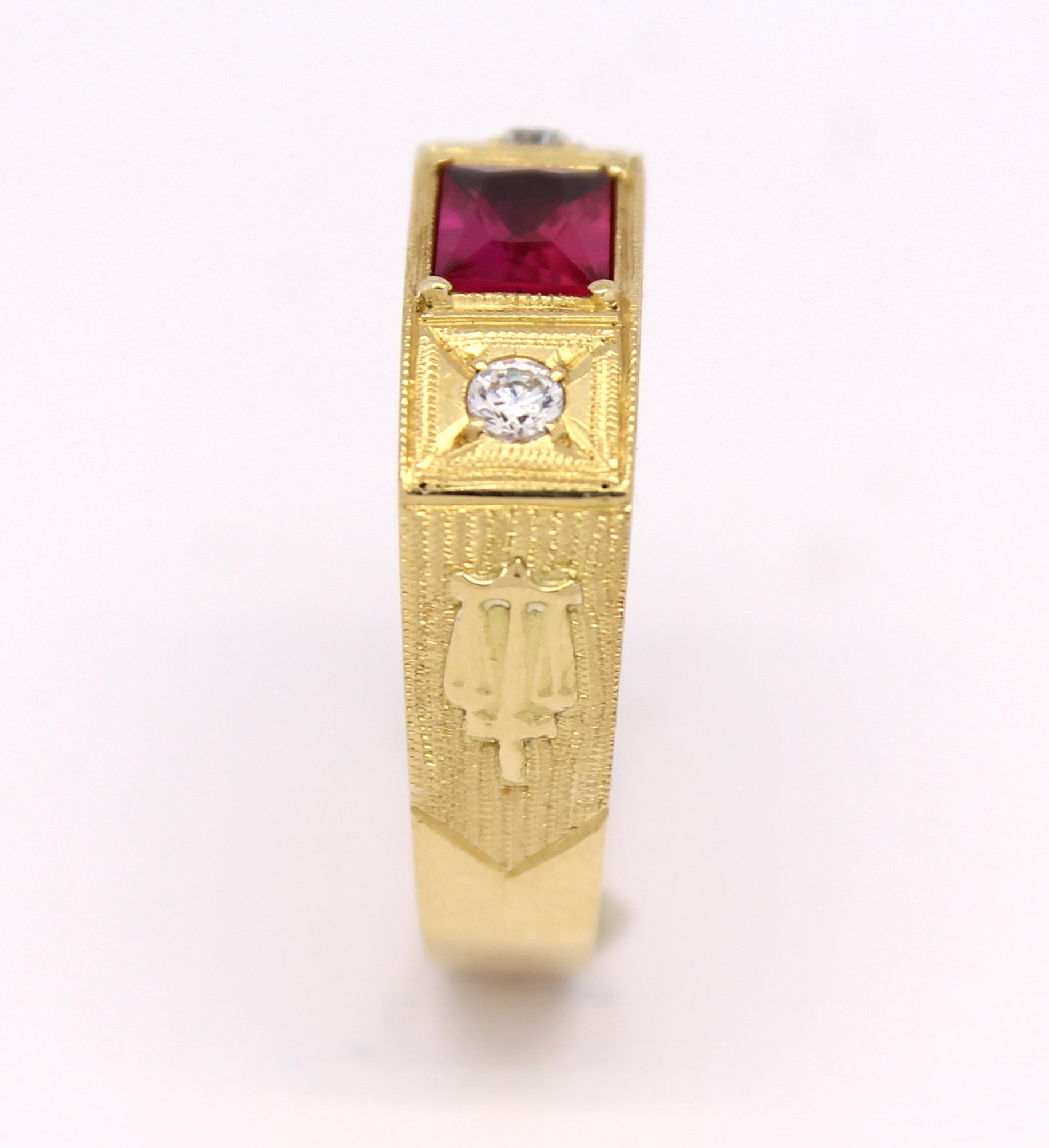 Anel de Formatura Masculino Pedras Sintéticas Ouro Amarelo 18k 750 (12)