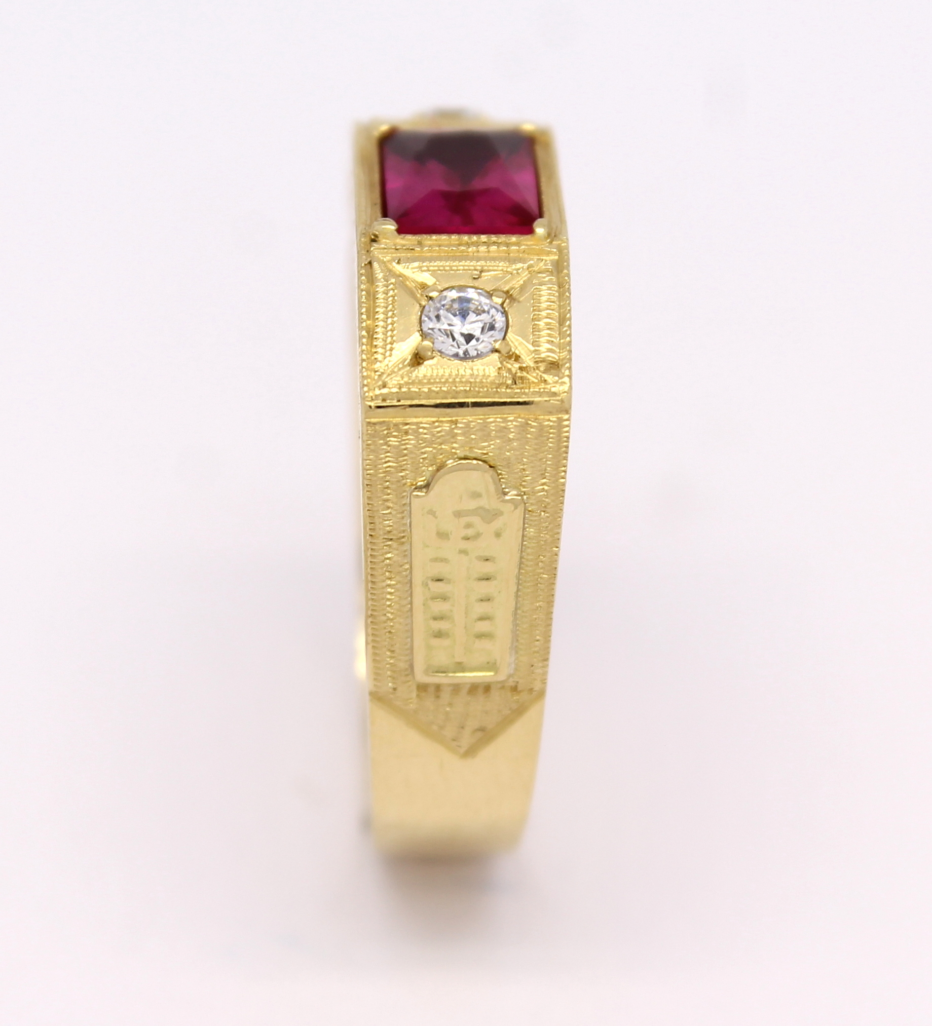 Anel de Formatura Masculino Pedras Sintéticas Ouro Amarelo 18k 750 (13)