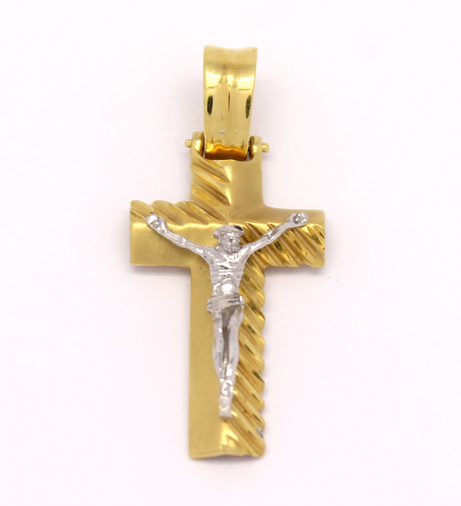 Crucifixo Ouro Amarelo e Ouro Branco 18k 750 (2)