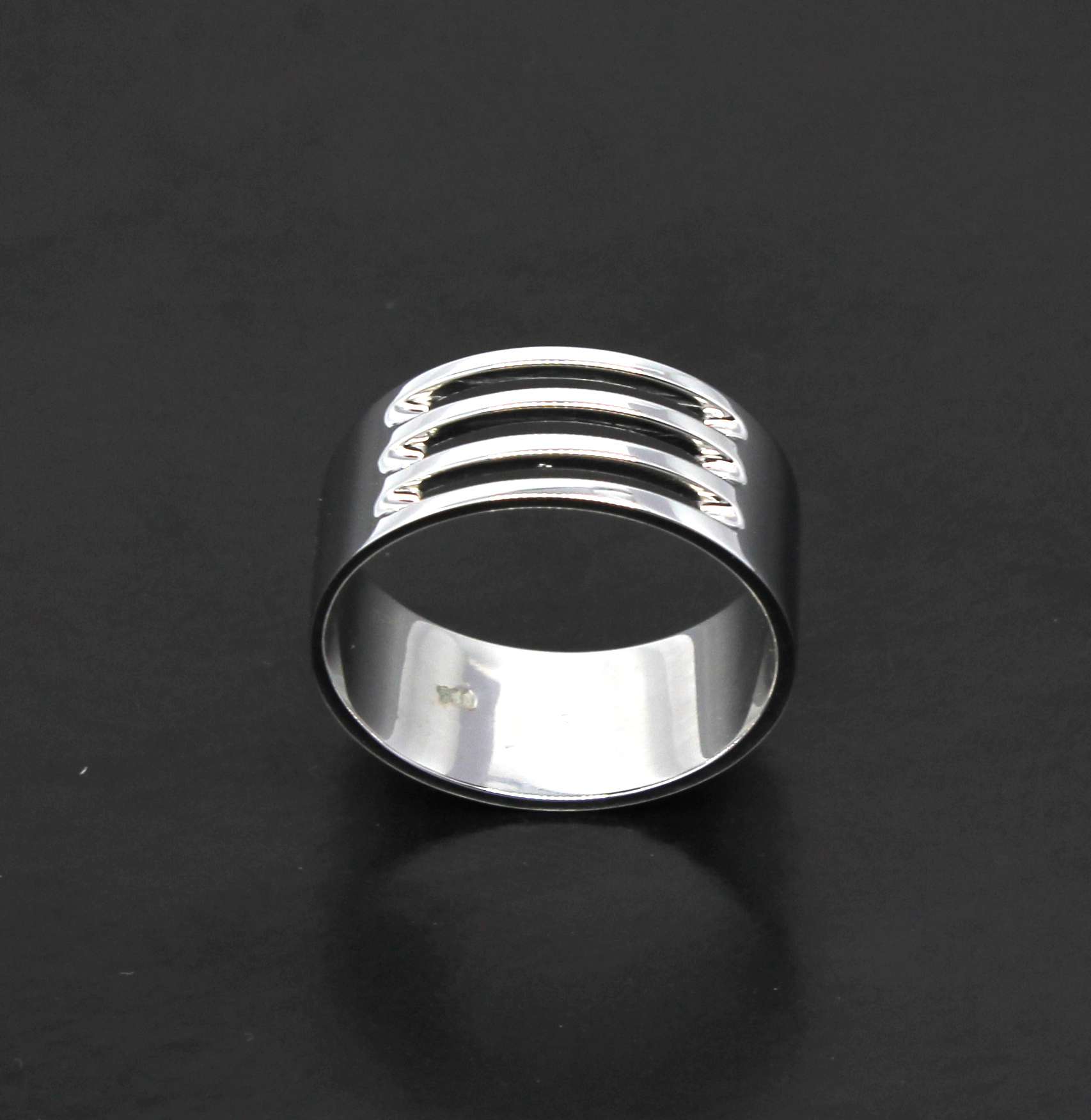 Anel Masculino Listrado Ouro Branco 18k 750 (4)