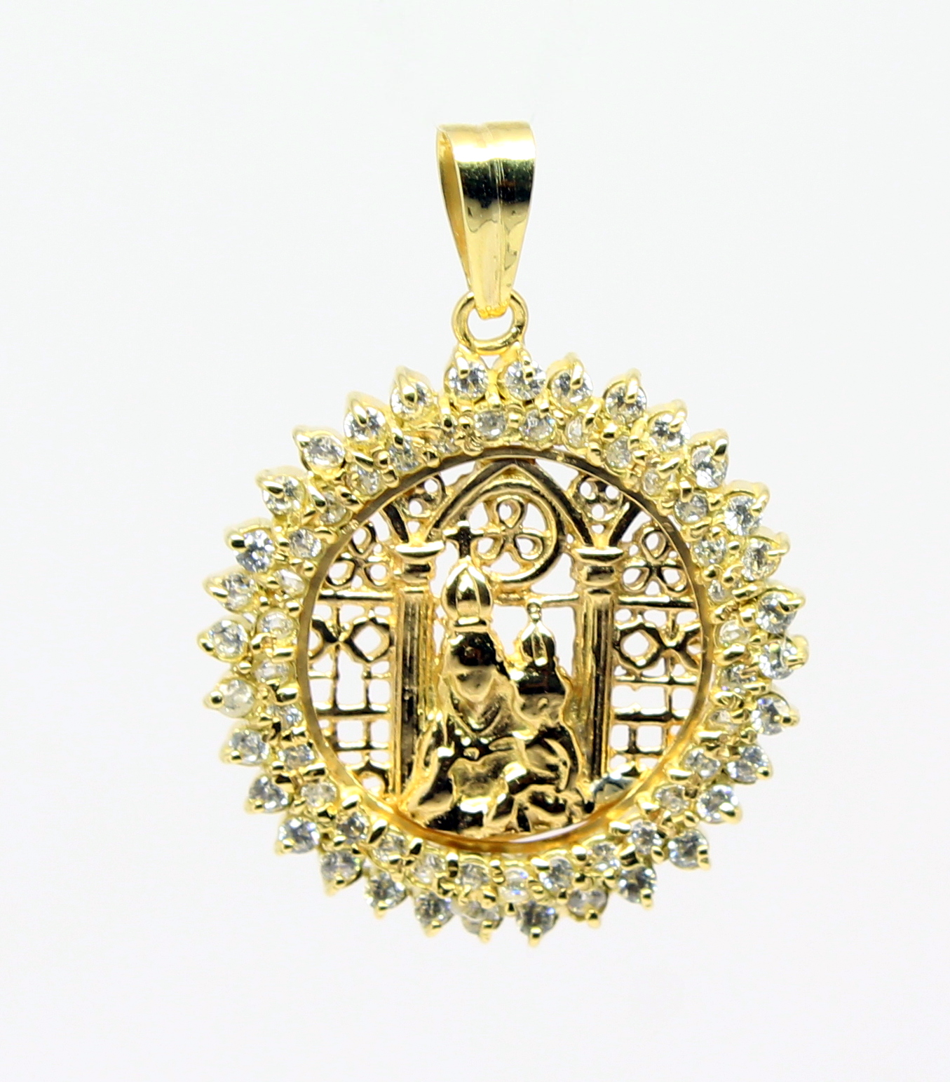 Pingente Nossa Senhora da Esperança Zircônios Ouro 18k 750 (1)