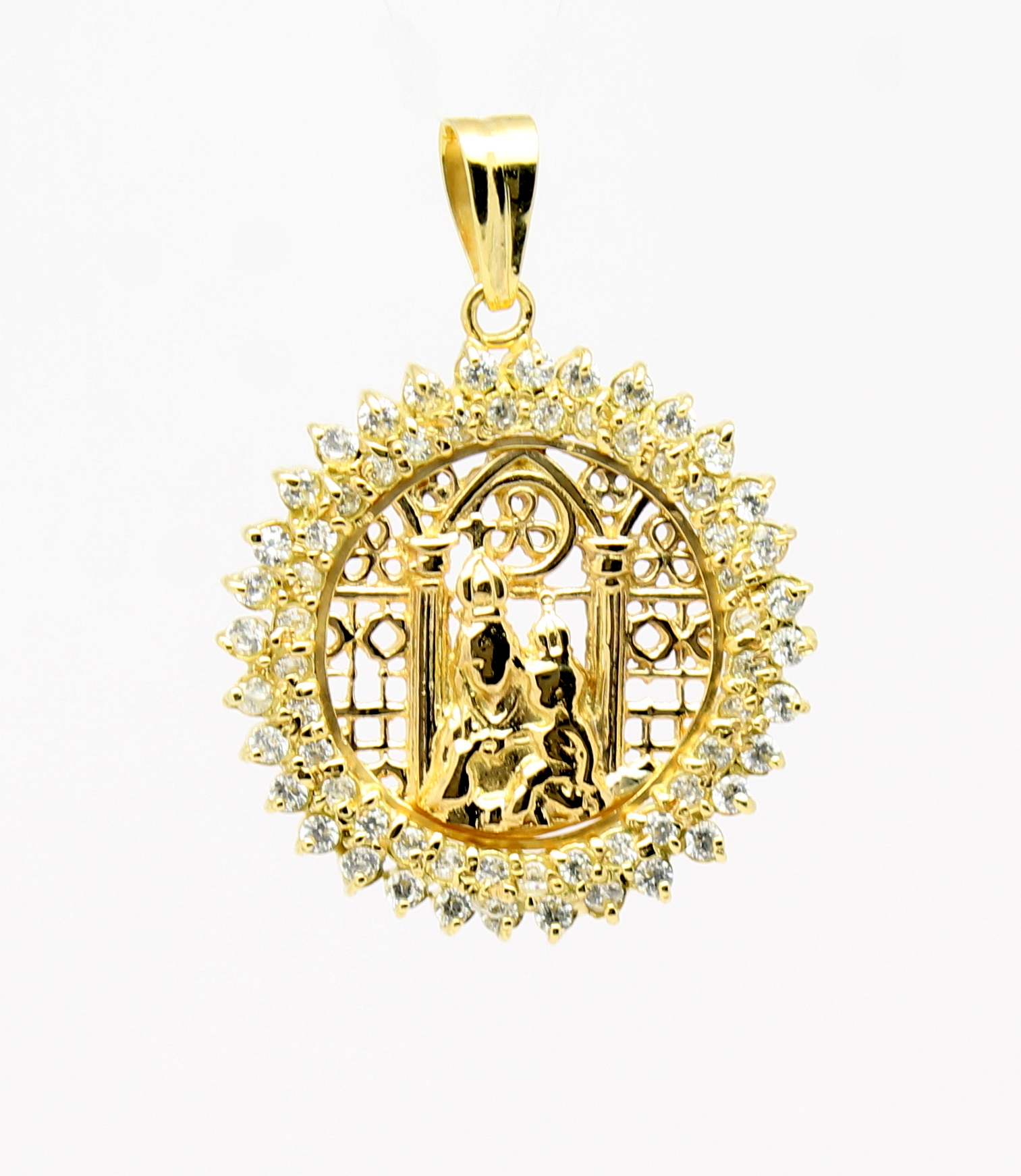 Pingente Nossa Senhora da Esperança Zircônios Ouro 18k 750 (2)