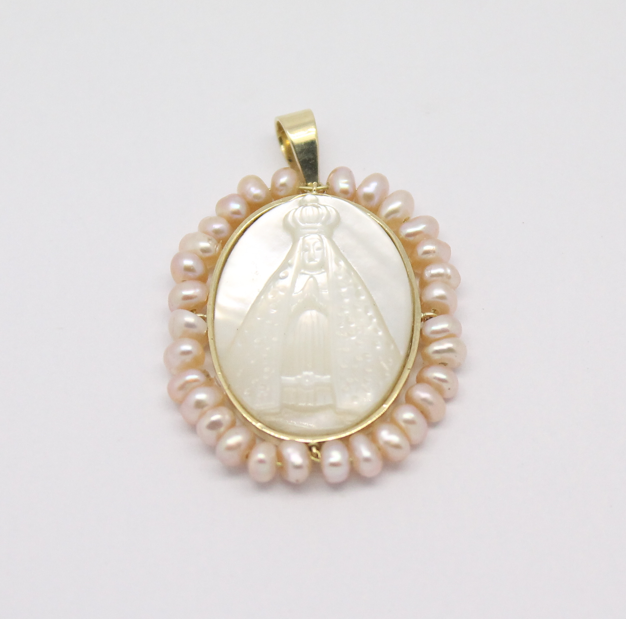 Pingente Nossa Senhora Aparecida Madrepérola Ouro 18k 750 (2)