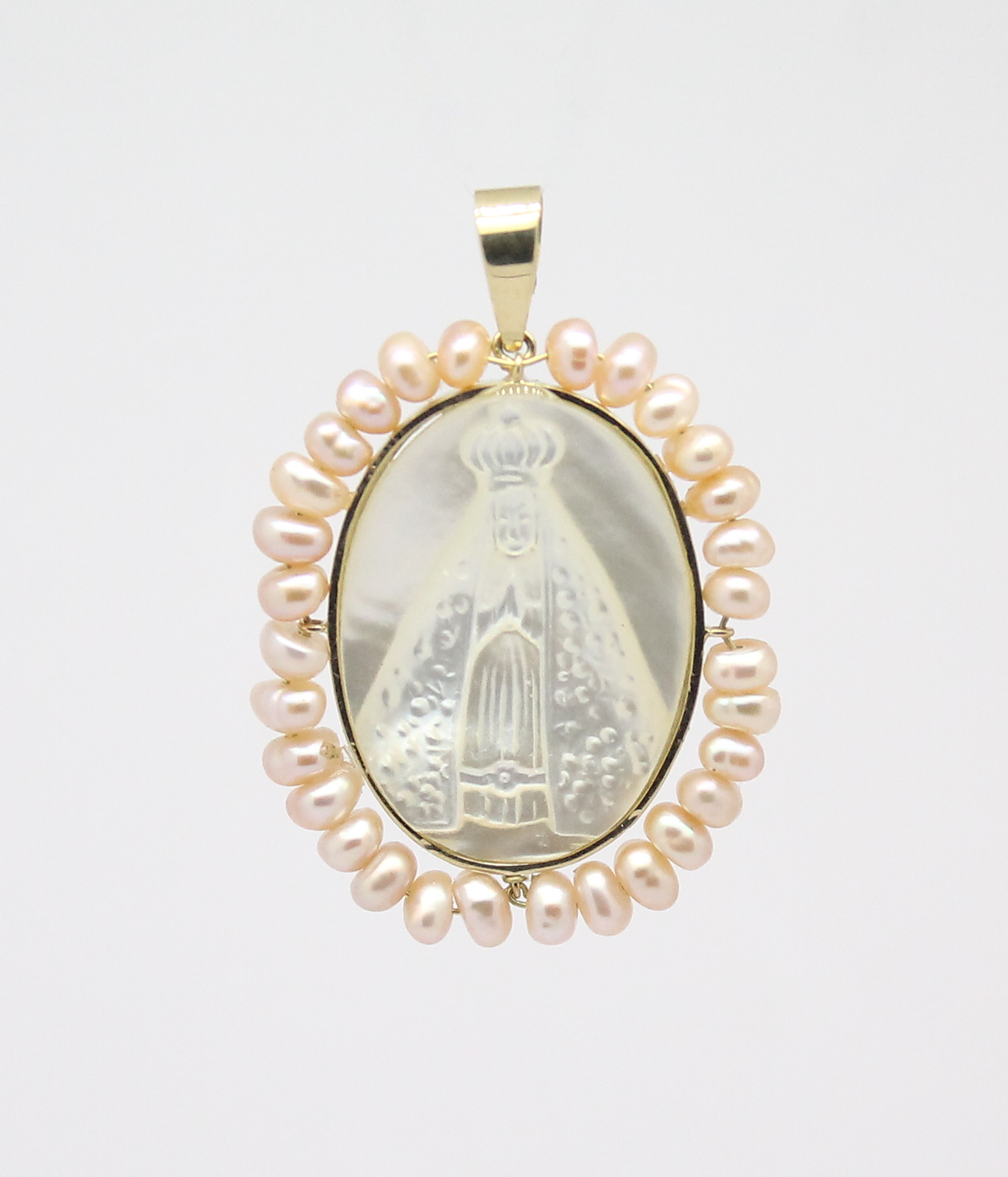 Pingente Nossa Senhora Aparecida Madrepérola Ouro 18k 750 (3)