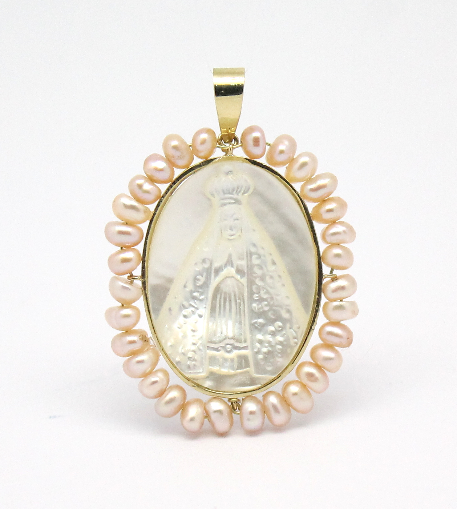 Pingente Nossa Senhora Aparecida Madrepérola Ouro 18k 750 (4)