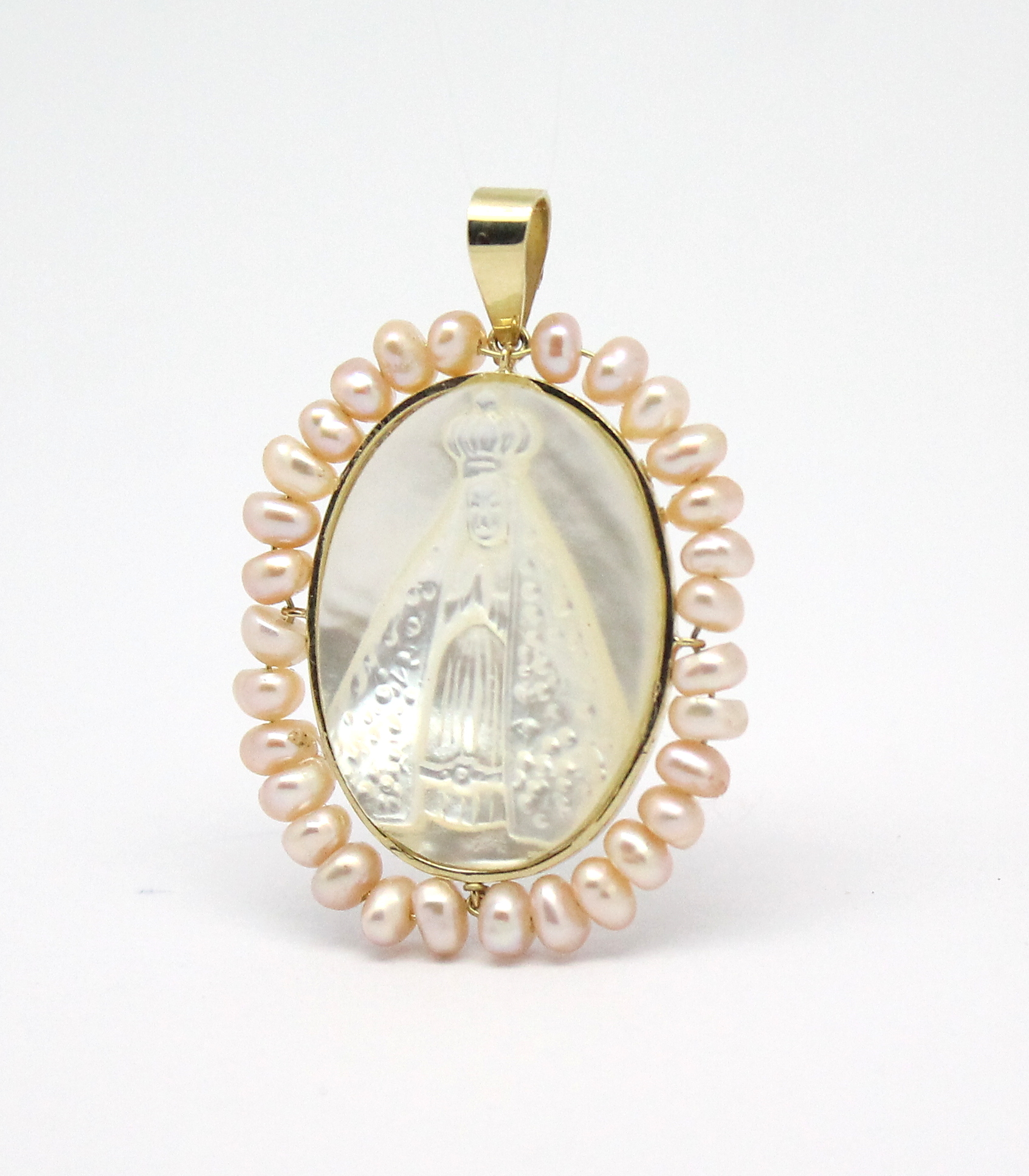 Pingente Nossa Senhora Aparecida Madrepérola Ouro 18k 750 (5)