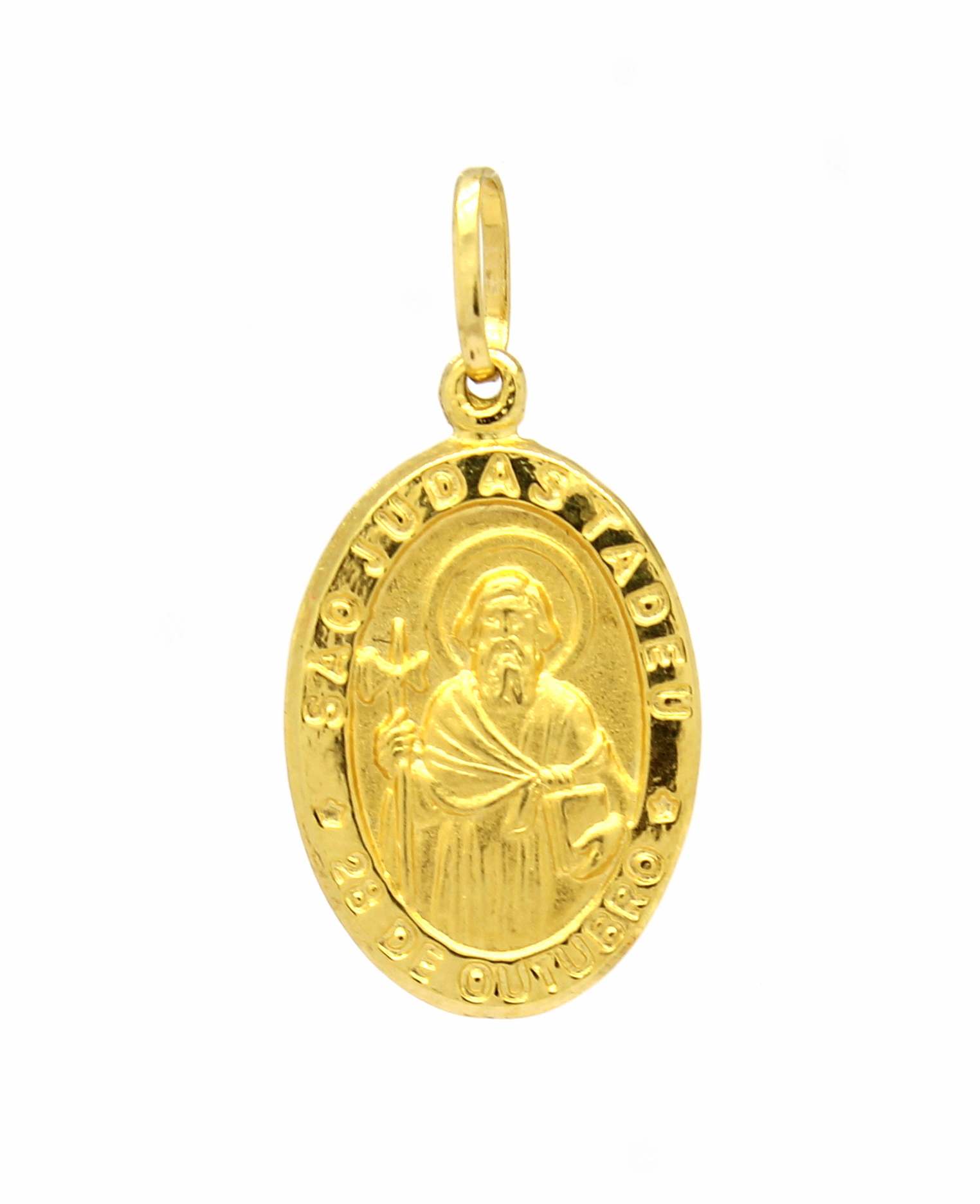 Pingente São Judas Tadeu Médio Ouro Amarelo 18k 750 (2)