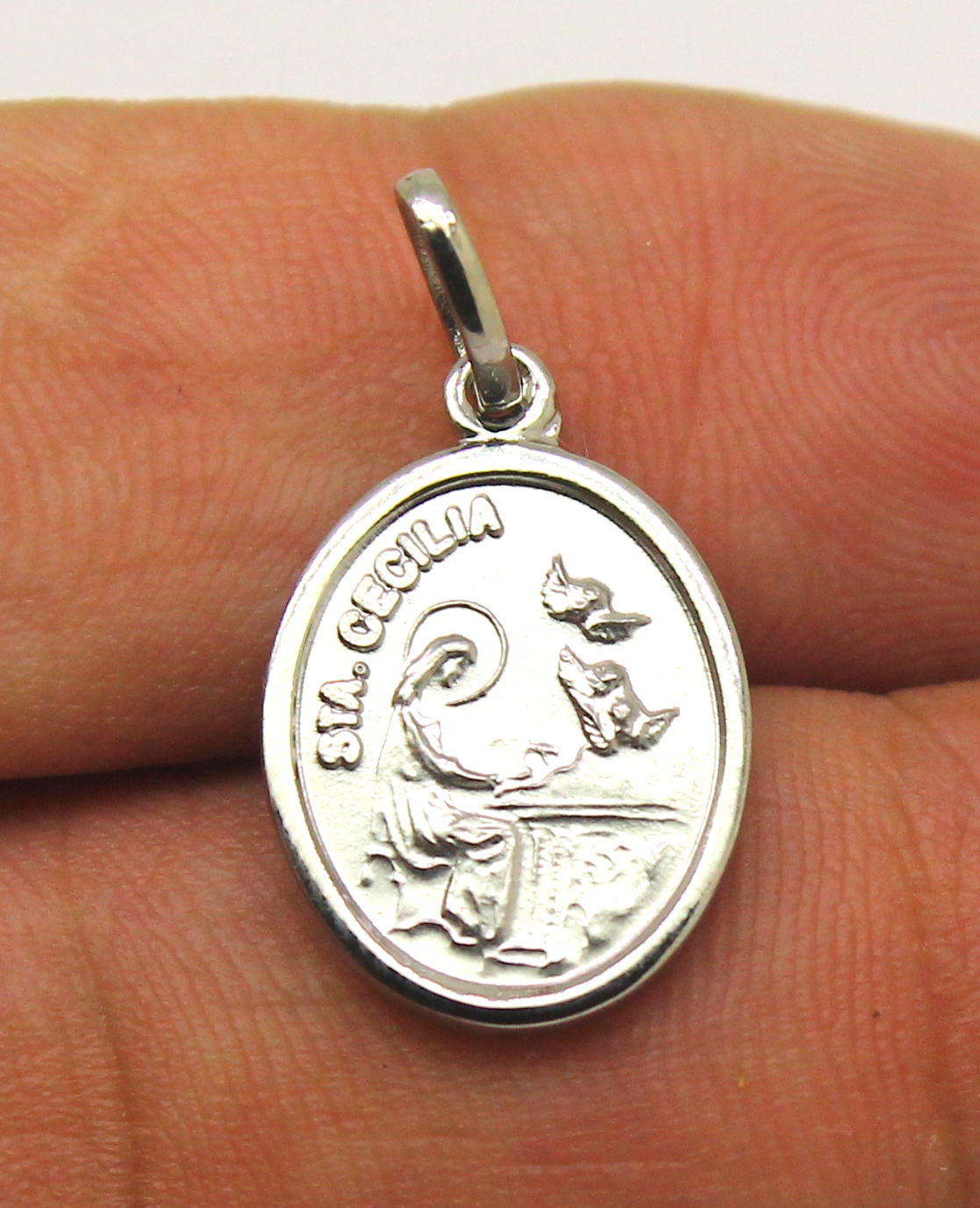 Pingente Santa Cecília Oval 316L (1)