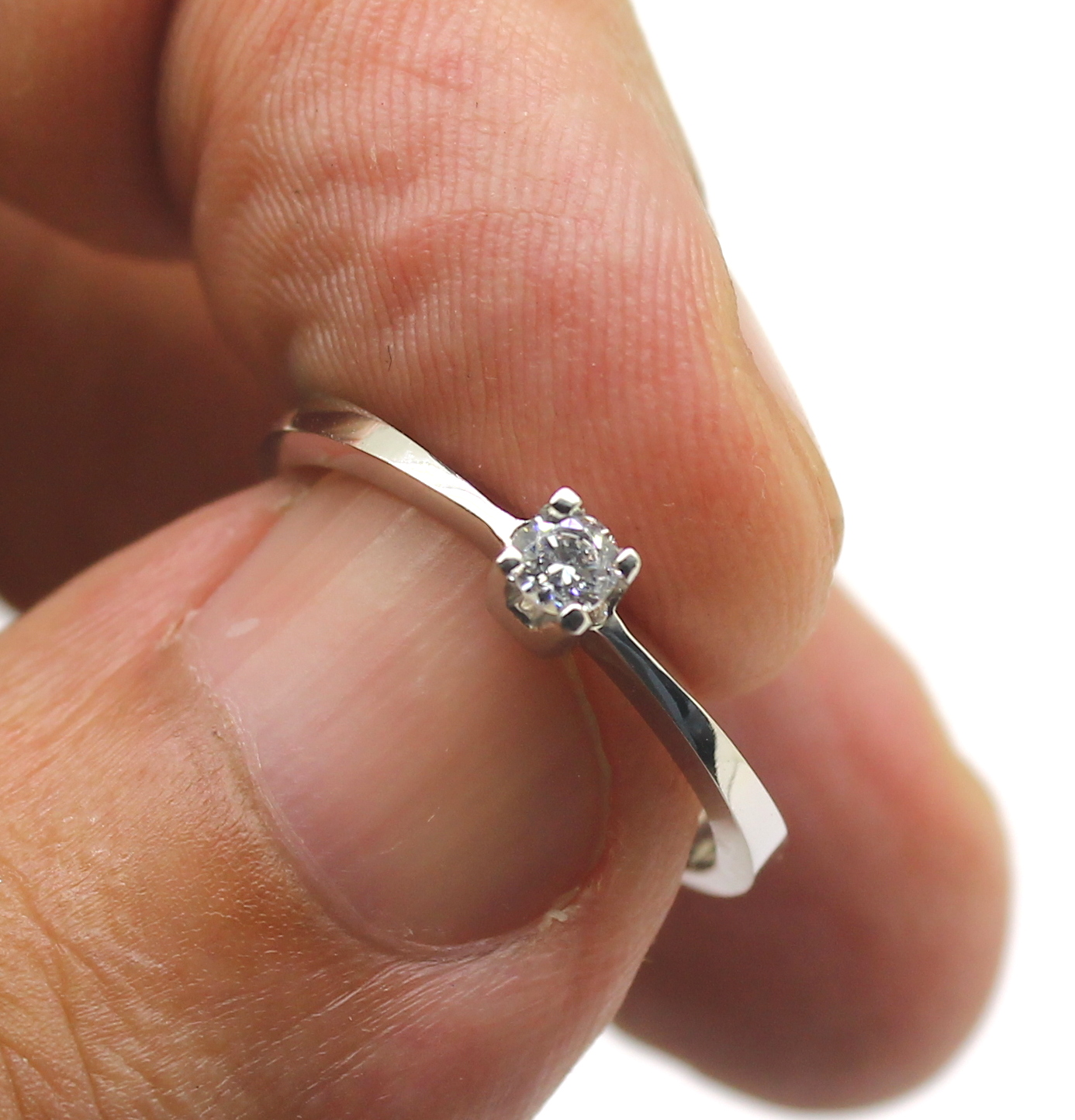 Anel Solitário Ouro Branco 18k 750 (13)