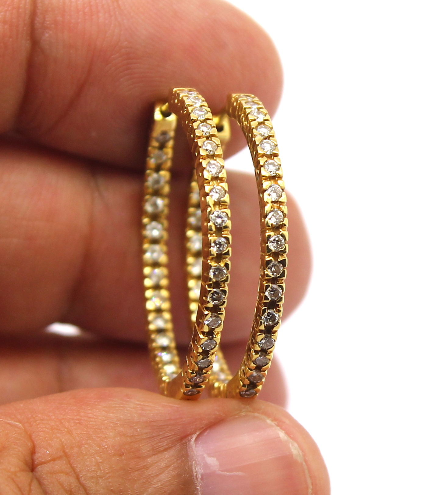 Brincos de Argola Zircônias Ouro 18k 750 (2)