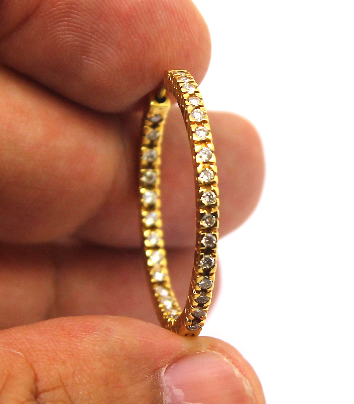 Brincos de Argola Zircônias Ouro 18k 750 (3)