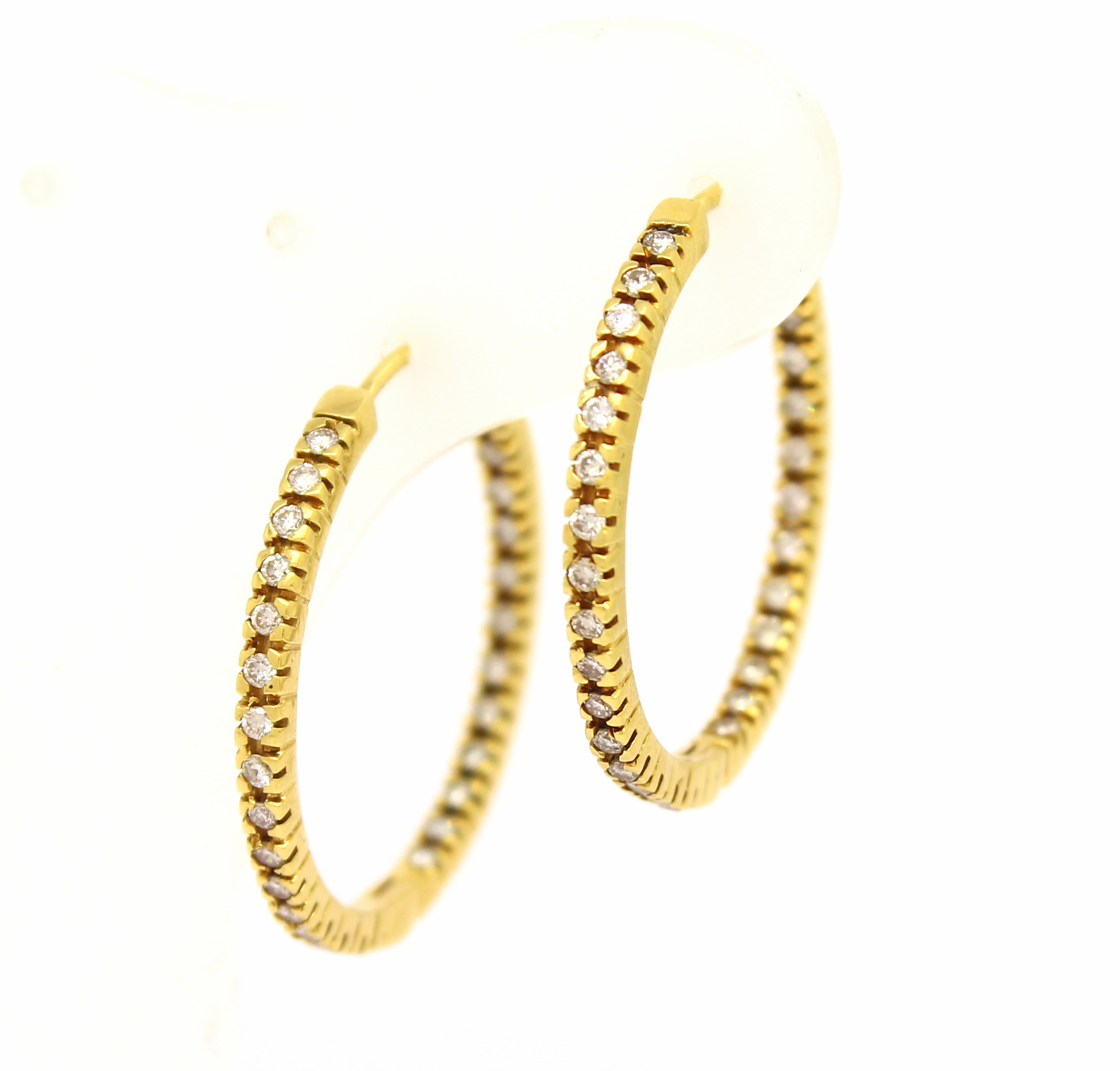 Brincos de Argola Zircônias Ouro 18k 750 (8)