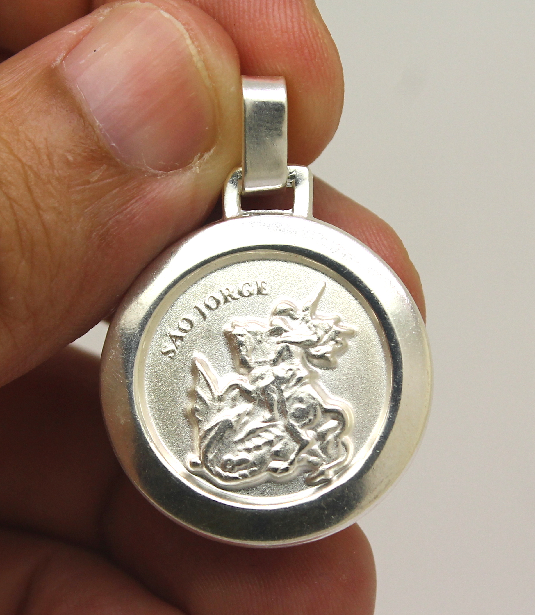 Medalha São Jorge Grande Prata 925 (1)
